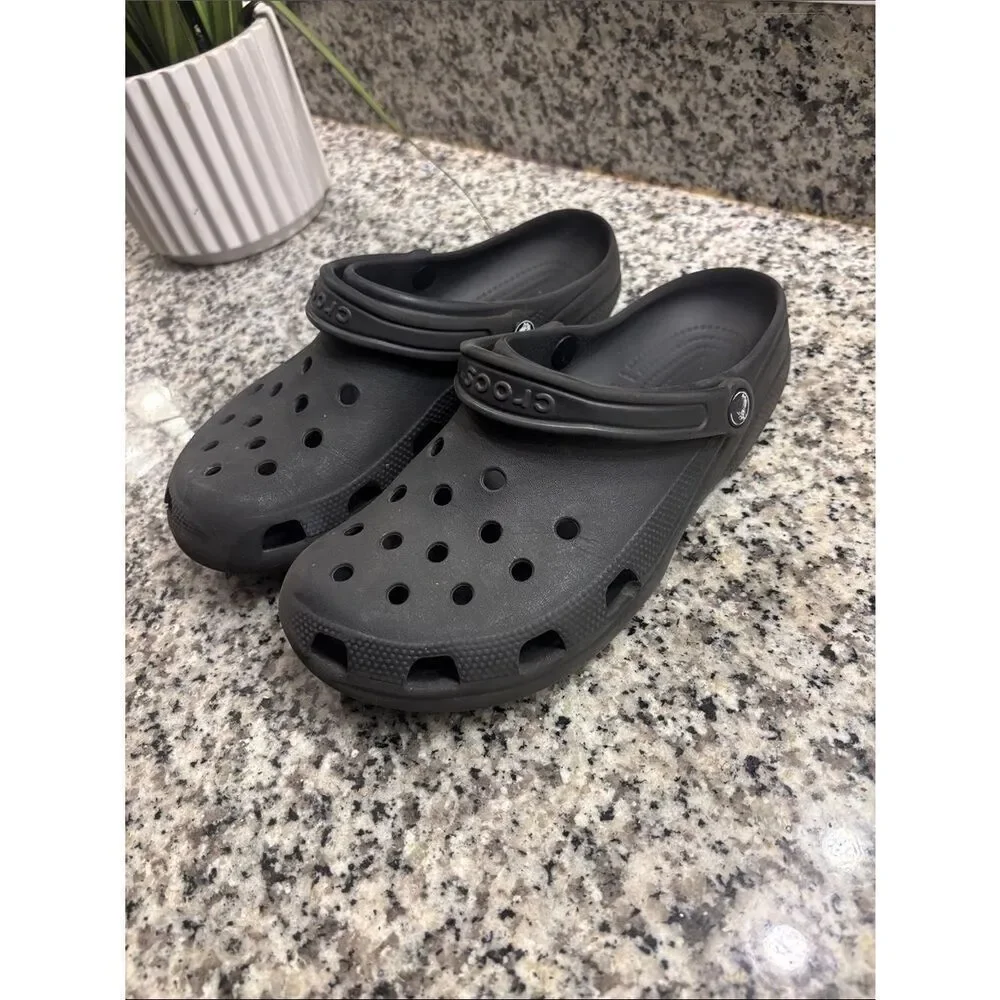 CROCS Kids Black Classic Clogs with Heel Strap